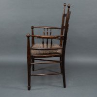 Liberty & Co., attributed. An English Walnut Arts & Crafts Ladder Back Armchair - Thumbnail 4