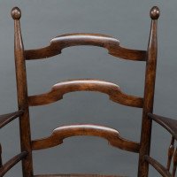 Liberty & Co., attributed. An English Walnut Arts & Crafts Ladder Back Armchair - Thumbnail 6