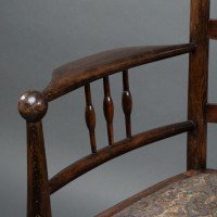 Liberty & Co., attributed. An English Walnut Arts & Crafts Ladder Back Armchair - Thumbnail 8