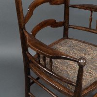 Liberty & Co., attributed. An English Walnut Arts & Crafts Ladder Back Armchair - Thumbnail 7