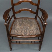 Liberty & Co., attributed. An English Walnut Arts & Crafts Ladder Back Armchair - Thumbnail 9
