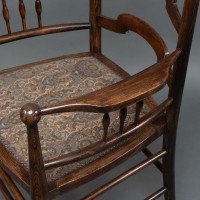 Liberty & Co., attributed. An English Walnut Arts & Crafts Ladder Back Armchair - Thumbnail 11