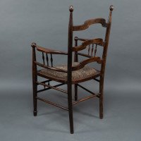 Liberty & Co., attributed. An English Walnut Arts & Crafts Ladder Back Armchair - Thumbnail 18
