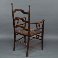 Liberty & Co., attributed. An English Walnut Arts & Crafts Ladder Back Armchair - Thumbnail 20