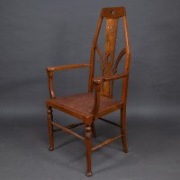 Liberty & Co., Arts & Crafts Armchair with Heart Cut-outs & Stylized Floral Detail - Thumbnail 3