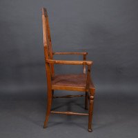 Liberty & Co., Arts & Crafts Armchair with Heart Cut-outs & Floral Detail - Thumbnail 5