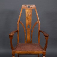 Liberty & Co., Arts & Crafts Armchair with Heart Cut-outs & Floral Detail - Thumbnail 6