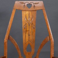 Liberty & Co., Arts & Crafts Armchair with Heart Cut-outs & Floral Detail - Thumbnail 7
