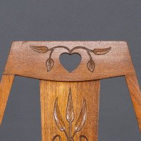 Liberty & Co., Arts & Crafts Armchair with Heart Cut-outs & Floral Detail - Thumbnail 8