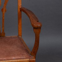 Liberty & Co., Arts & Crafts Armchair with Heart Cut-outs & Stylized Floral Detail - Thumbnail 12