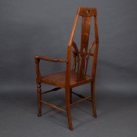 Liberty & Co., Arts & Crafts Armchair with Heart Cut-outs & Floral Detail - Thumbnail 17