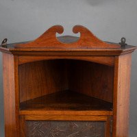 Liberty & Co., an Early Aesthetic Movement Walnut Corner Wall Cabinet - Thumbnail 7