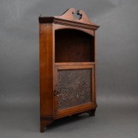Liberty & Co., an Early Aesthetic Movement Walnut Corner Wall Cabinet - Thumbnail 2