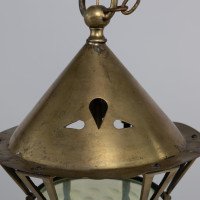 Arts & Crafts Brass Lantern with the Original Vaseline Shade - Thumbnail 8