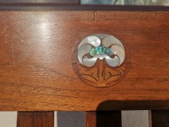 Liberty & Co., Pair of English Arts & Crafts Walnut Chairs with Stylized MOP Inlay - Thumbnail 8