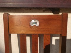 Liberty & Co., Pair of English Arts & Crafts Walnut Chairs with Stylized MOP Inlay - Thumbnail 7