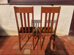 Liberty & Co., Pair of English Arts & Crafts Walnut Chairs with Stylized MOP Inlay - Thumbnail 9
