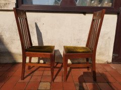 Liberty & Co., Pair of English Arts & Crafts Walnut Chairs with Stylized MOP Inlay - Thumbnail 4
