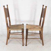 William Birch for Liberty & Co., A Pair of Arts & Crafts Rush Seat Oak Chairs - Thumbnail 2