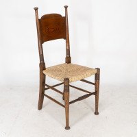 William Birch for Liberty & Co., A Pair of Arts & Crafts Rush Seat Oak Chairs - Thumbnail 3
