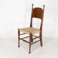 William Birch for Liberty & Co., A Pair of Arts & Crafts Rush Seat Oak Chairs - Thumbnail 5