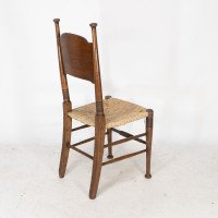 William Birch for Liberty & Co., A Pair of Arts & Crafts Rush Seat Oak Chairs - Thumbnail 13