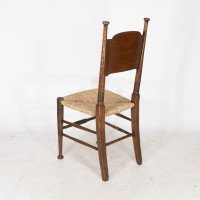 William Birch for Liberty & Co., A Pair of Arts & Crafts Rush Seat Oak Chairs - Thumbnail 15