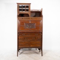 Lamb of Manchester. Anglo-Japanese Secretaire Bookcase with Lacquered Panel - Thumbnail 2
