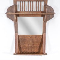 Liberty & Co., Arts & Crafts Oak Hanging Paper Rack with Central Mirror - Thumbnail 9