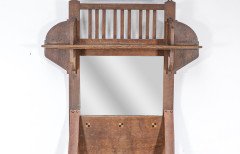 Liberty & Co., Arts & Crafts Oak Hanging Paper Rack with Central Mirror - Thumbnail 4