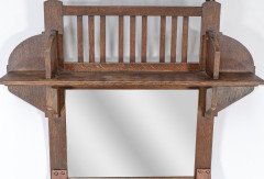 Liberty & Co., Arts & Crafts Oak Hanging Paper Rack with Central Mirror - Thumbnail 6