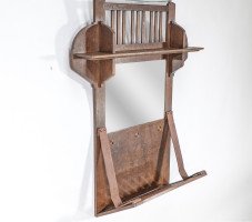Liberty & Co., Arts & Crafts Oak Hanging Paper Rack with Central Mirror - Thumbnail 3