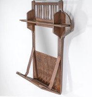 Liberty & Co., Arts & Crafts Oak Hanging Paper Rack with Central Mirror - Thumbnail 2