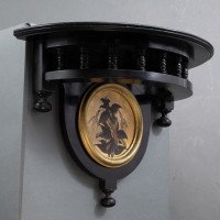 Maple & Co., Set of 3 Aesthetic Movement Ebonised Wall Shelves with Hand Painted Scenes - Thumbnail 2