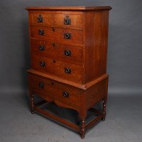Ambrose Heal Rare Mansfield Oak Chest of Drawers with Iron Heart Escutcheons - Thumbnail 5