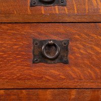 Ambrose Heal Rare Mansfield Oak Chest of Drawers with Iron Heart Escutcheons - Thumbnail 9