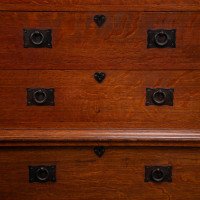 Ambrose Heal Rare Mansfield Oak Chest of Drawers with Iron Heart Escutcheons - Thumbnail 8