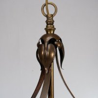 An Arts & Craft Ceiling Light with Stylised Petals & Circular Brass Ring - Thumbnail 6
