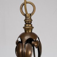 An Arts & Craft Ceiling Light with Stylized Petals & Circular Brass Ring - Thumbnail 7