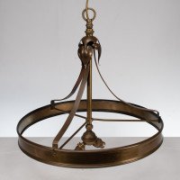 An Arts & Craft Ceiling Light with Stylized Petals & Circular Brass Ring - Thumbnail 9