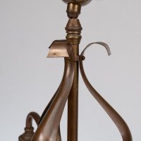 Arts & Crafts Three Branch Brass Ceiling Light with Stylised Leaf Detail - Thumbnail 10