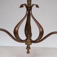 Arts & Crafts Three Branch Brass Ceiling Light with Stylised Leaf Detail - Thumbnail 11