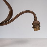 Arts & Crafts Three Branch Brass Ceiling Light with Stylised Leaf Detail - Thumbnail 14