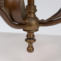 Arts & Crafts Three Branch Brass Ceiling Light with Stylised Leaf Detail - Thumbnail 15
