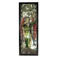 Pre-Raphaelite Stained Glass of Archangel Gabriel Blowing a Trumpet c.1880