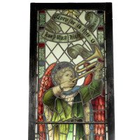 A Pre-Raphaelite Stained Glass Window of the Archangel Gabriel Blowing a Trumpet - Thumbnail 4