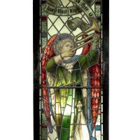 A Pre-Raphaelite Stained Glass Window of the Archangel Gabriel Blowing a Trumpet - Thumbnail 5