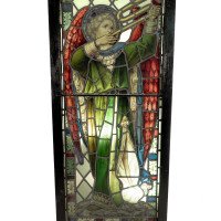 A Pre-Raphaelite Stained Glass Window of the Archangel Gabriel Blowing a Trumpet - Thumbnail 10