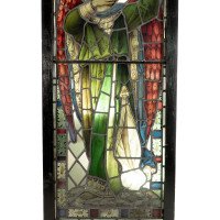 A Pre-Raphaelite Stained Glass Window of the Archangel Gabriel Blowing a Trumpet - Thumbnail 12