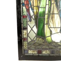 A Pre-Raphaelite Stained Glass Window of the Archangel Gabriel Blowing a Trumpet - Thumbnail 15